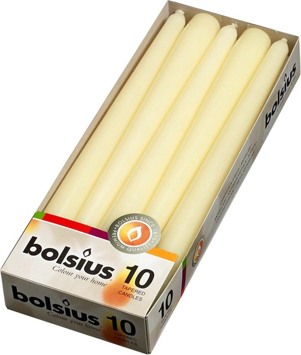 Bolsius Gotische Kaarsen Ivoor 24.5 Cm - 10 Stuks 1 Bolsius Gotische Kaarsen Ivoor 24.5 Cm - 10 Stuks