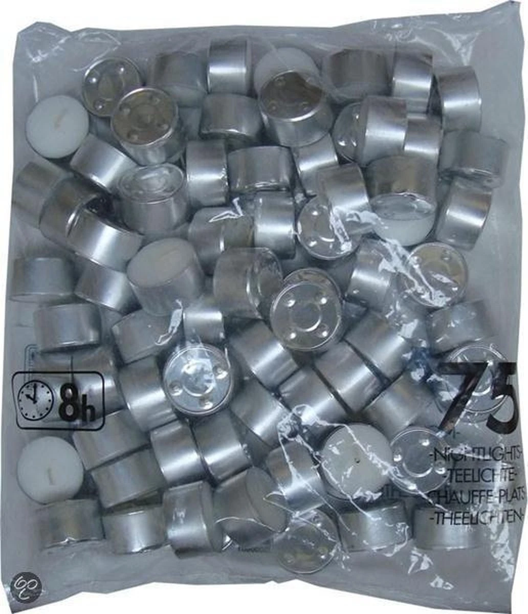 Bolsius Waxinelichtjes - 8 Branduren Per Lichtje - 6x75 Stuks - Wit 1 Bolsius Waxinelichtjes - 8 Branduren Per Lichtje - 6x75 Stuks - Wit