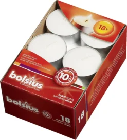 Bolsius - 72 Maxi Waxinelichtjes - Theelichtjes - Wit - 10 Branduren - Grootverpakking - Voordeelverpakking -Bolsius 1081x1200 1