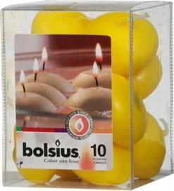Bolsius Drijfkaarsen 4,5 Cm Wax Geel 10 Stuks