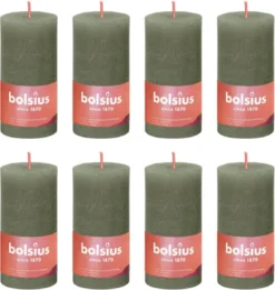 Bolsius Stompkaarsen Shine 8 St Rustiek 100x50 Mm Fris Olijfkleurig -Bolsius 1134x1200