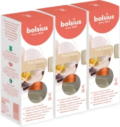 Bolsius True Scents - Geurstokjes - Vanille - 3 Stuks - Voordeelverpakking - 45ml