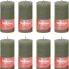 Bolsius Stompkaarsen Shine 8 St Rustiek 100x50 Mm Fris Olijfkleurig