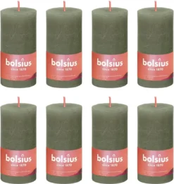 Bolsius Stompkaarsen Shine 8 St Rustiek 100x50 Mm Fris Olijfkleurig