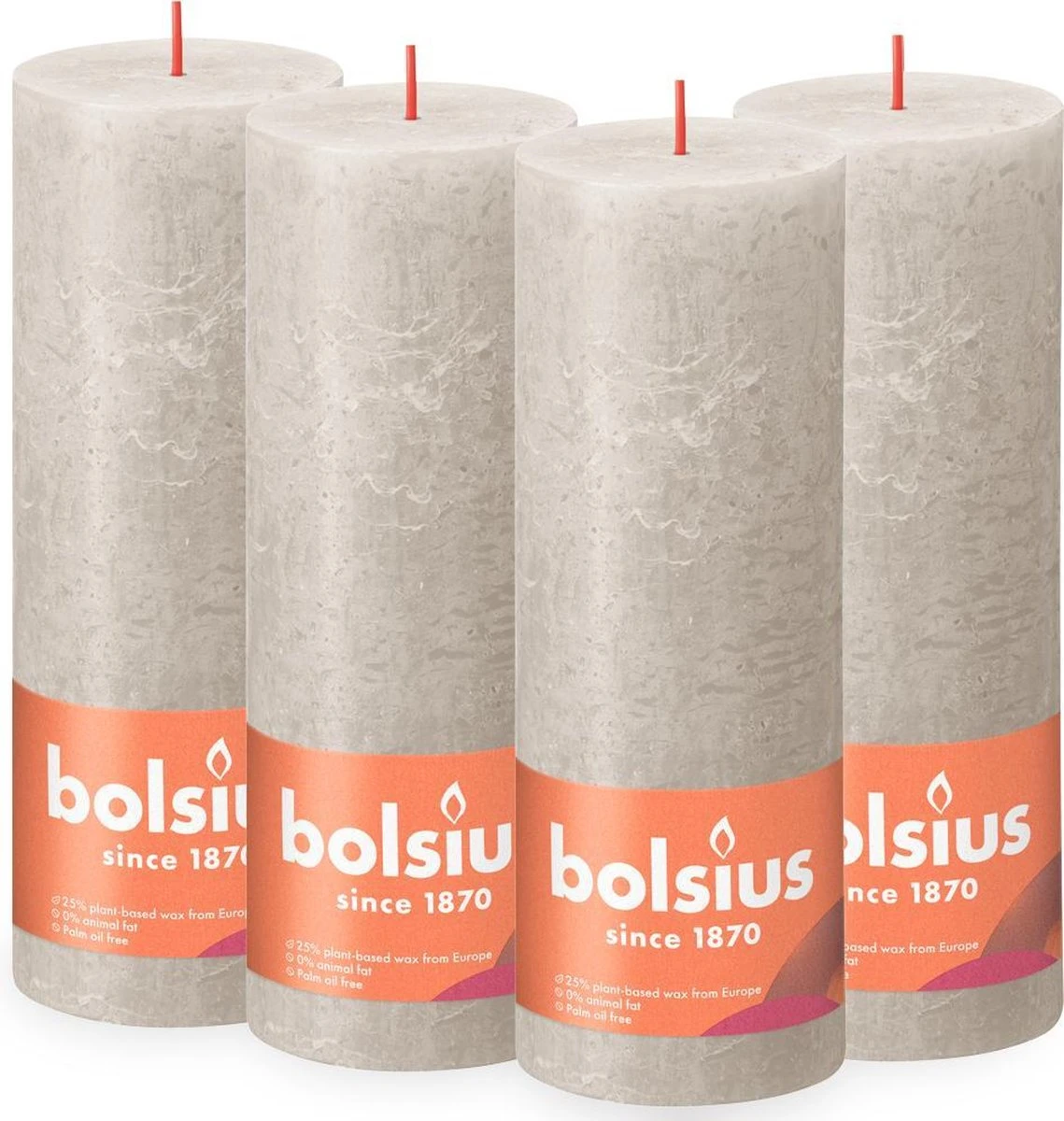 Bolsius - Rustieke Kaars - 4 Stuks - Licht Grijs - 19cm 1 Bolsius - Rustieke Kaars - 4 Stuks - Licht Grijs - 19cm