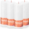Bolsius - Rustieke Kaars - 4 Stuks - Wit - 19cm