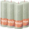 Bolsius - Rustieke Kaars - 4 Stuks - Groen - 19cm - Paasdecoratie