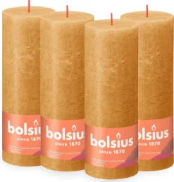 Bolsius - Rustieke Kaars - 4 Stuks - Geel - 19cm - Paasdecoratie