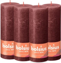 Bolsius - Rustieke Kaars - 4 Stuks - Rood - 19cm