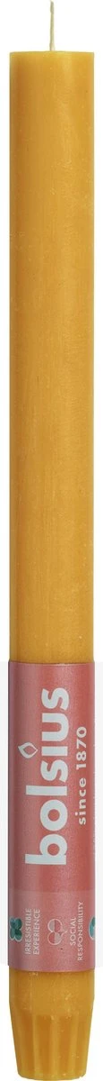 Bolsius - 16 Dinerkaarsen Rustiek - Geel - Paasdecoratie 3 Bolsius - 16 Dinerkaarsen Rustiek - Geel - Paasdecoratie - Afbeelding 3