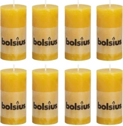 8 Stuks Bolsius Oker Geel Rustiek Stompkaarsen 100/50 (25 Uur) -Bolsius 1169x1200 1