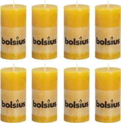 8 Stuks Bolsius Oker Geel Rustiek Stompkaarsen 100/50 (25 Uur) -Bolsius 1177x1200 2