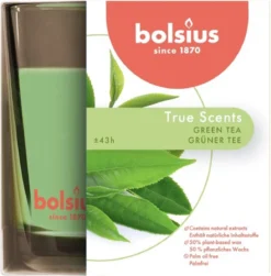 4 Stuks Bolsius Geurglas Groene Thee - Green Tea Geurkaarsen 95/95 (43 Uur) True Scents