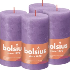 Bolsius - Rustieke Kaars - 4 Stuks - Paars Violet - 13cm - Paasdecoratie