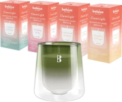 Bolsius - CleanLight - Houder En Navulbare Geurkaarsen - Starterkit - Met 9 Gegeurde Refills