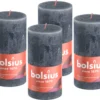 Bolsius - Rustieke Kaars - 4 Stuks Donker Blauw - Slate Blue - 13cm