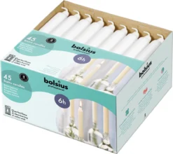 Bolsius Professional Dinerkaarsen Wit - 45 Stuks - 20cm Lang - Weinig Rook En Druipvrij