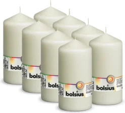 Bolsius - Gladde Stompkaars - 8 Stuks - Ivoor - 15cm