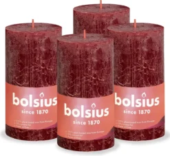 Bolsius - Rustieke Kaars - 4 Stuks - Rood - 13cm