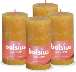 Bolsius - Rustieke Kaars - 4 Stuks - Geel - 13cm - Paasdecoratie