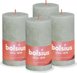 Bolsius - Rustieke Kaars - 4 Stuks - Groen - 13cm - Paasdecoratie