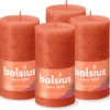Bolsius - Rustieke Kaars - 4 Stuks - Oranje - Earthy Orange - 13cm