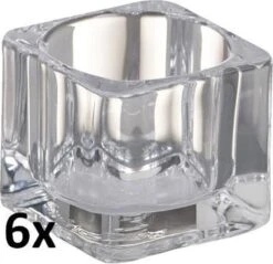 6 Stuks Bolsius Glazen Theelichthouders Square 40/55/55