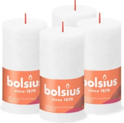 Bolsius - Rustieke Kaars - 4 Stuks - Wit - 13cm