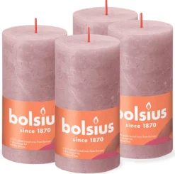Bolsius - Rustieke Kaars - 4 Stuks - Oud Roze - 13cm