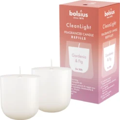 Bolsius - CleanLight - 12 Gegeurde Navullingen - Gardenia & Fig - Navulbare Geurkaarsen