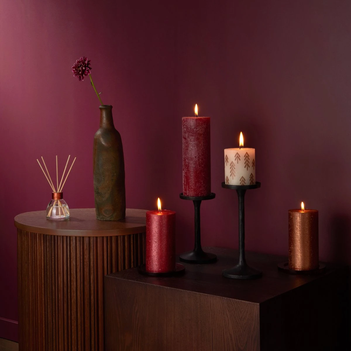 Bolsius - Rustieke Kaars Shimmer - 4 Stuks - Metallic - Koper Brons - 19cm 2 Bolsius - Rustieke Kaars Shimmer - 4 Stuks - Metallic - Koper Brons - 19cm - Afbeelding 2