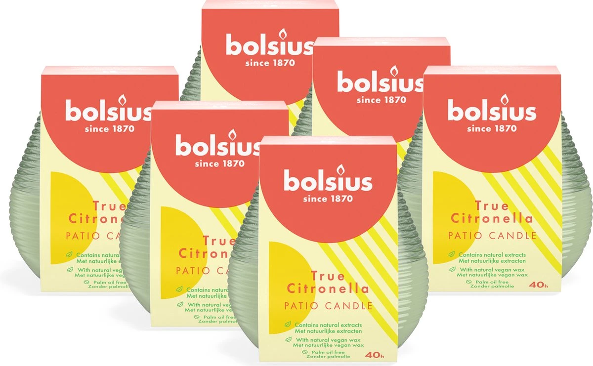Bolsius - 6 Geurkaarsen - Citronella - Buitenkaars - Groen 2 Bolsius - 6 Geurkaarsen - Citronella - Buitenkaars - Groen - Afbeelding 2