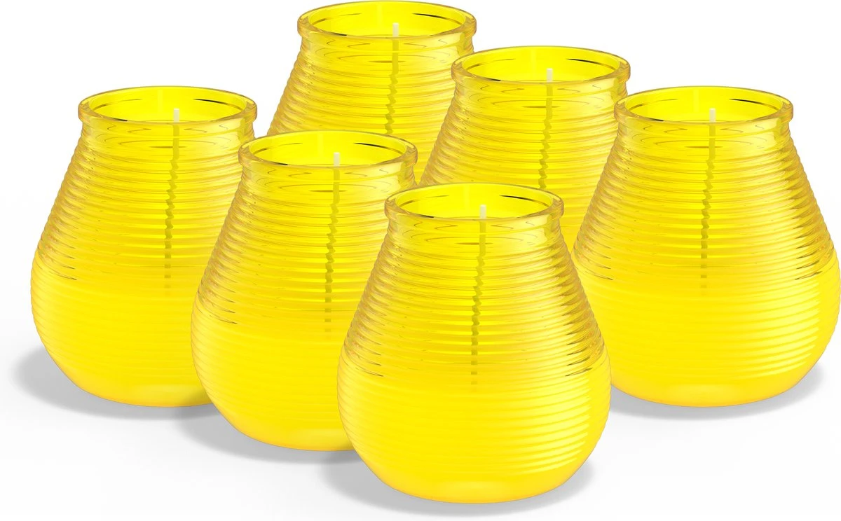 Bolsius - 6 Geurkaarsen - Citronella - Buitenkaars - Geel 1 Bolsius - 6 Geurkaarsen - Citronella - Buitenkaars - Geel