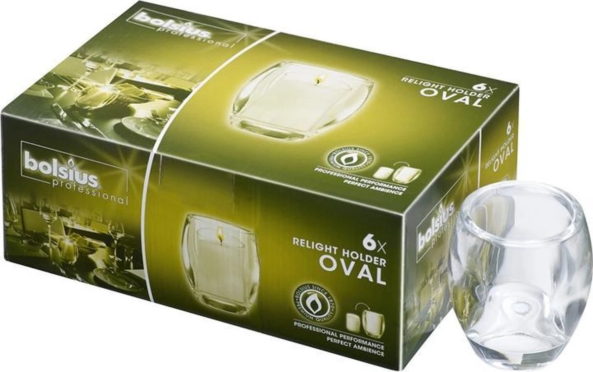 6 Stuks Bolsius Transparant Glazen Relight Refillkaarsen Houder Ovaal 100/84 2 6 Stuks Bolsius Transparant Glazen Relight Refillkaarsen Houder Ovaal 100/84 - Afbeelding 2