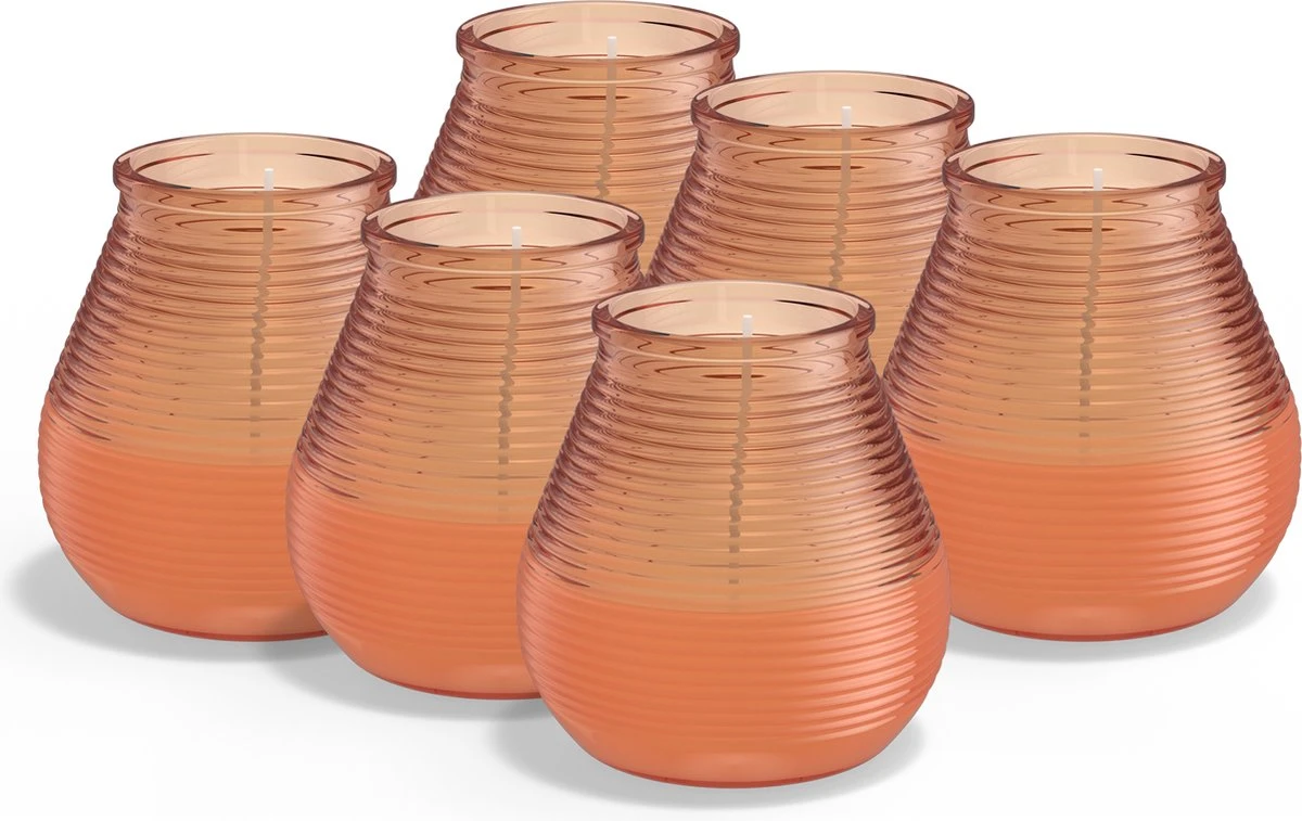 Bolsius - 6 Geurkaarsen - Citronella - Buitenkaars - Koraal 1 Bolsius - 6 Geurkaarsen - Citronella - Buitenkaars - Koraal