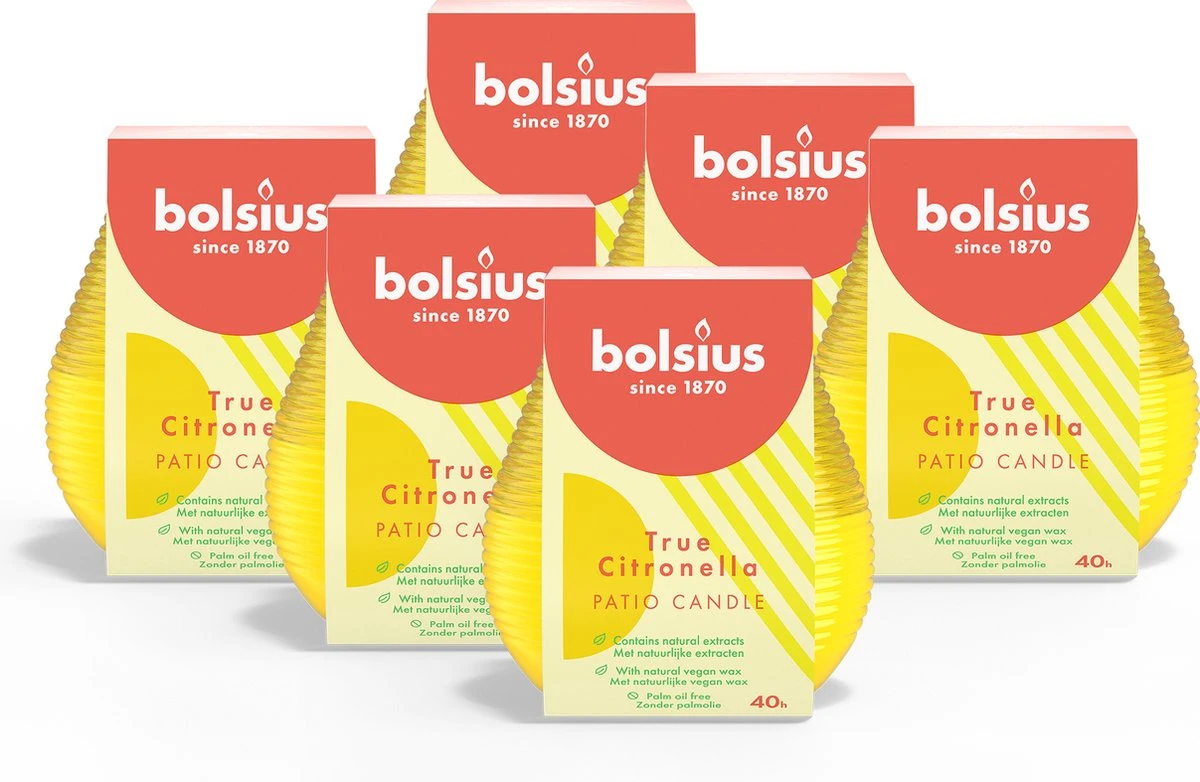 Bolsius - 6 Geurkaarsen - Citronella - Buitenkaars - Geel 2 Bolsius - 6 Geurkaarsen - Citronella - Buitenkaars - Geel - Afbeelding 2