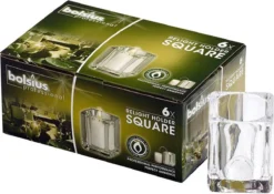 Bolsius Kaarsenhouders Square Relight Transparant - 6 Stuks