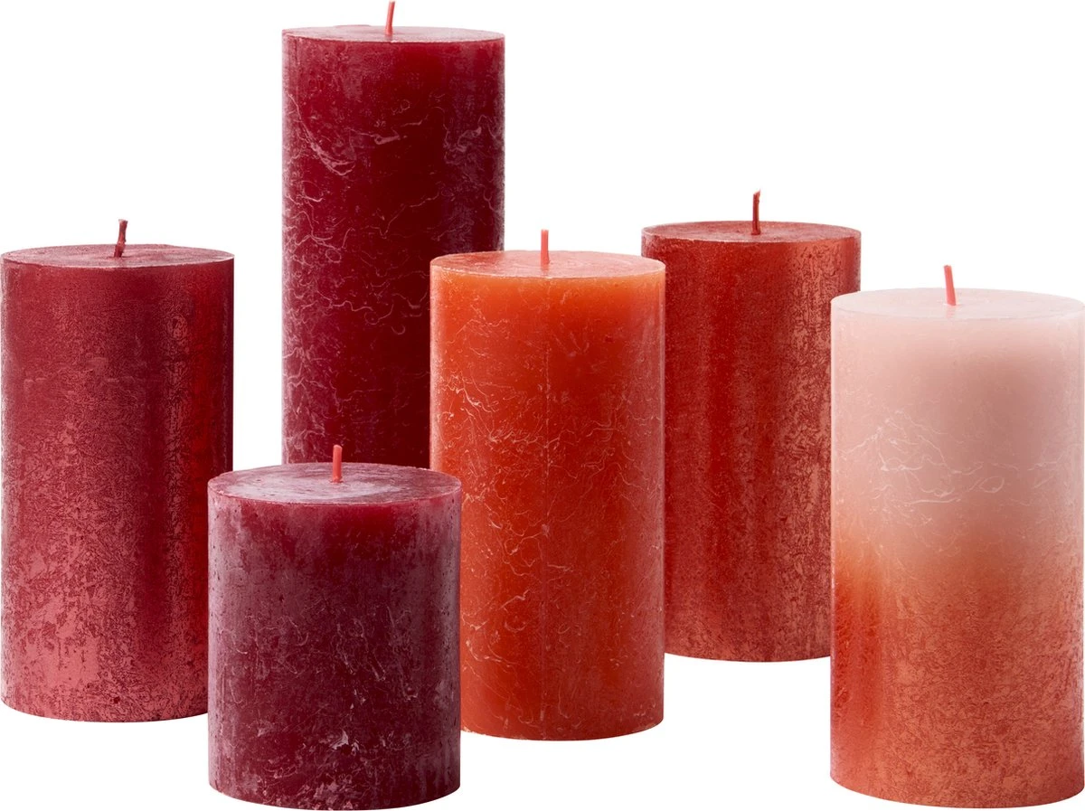 Bolsius - Rustieke Kaarsen Set - Cosy Reds 1 Bolsius - Rustieke Kaarsen Set - Cosy Reds