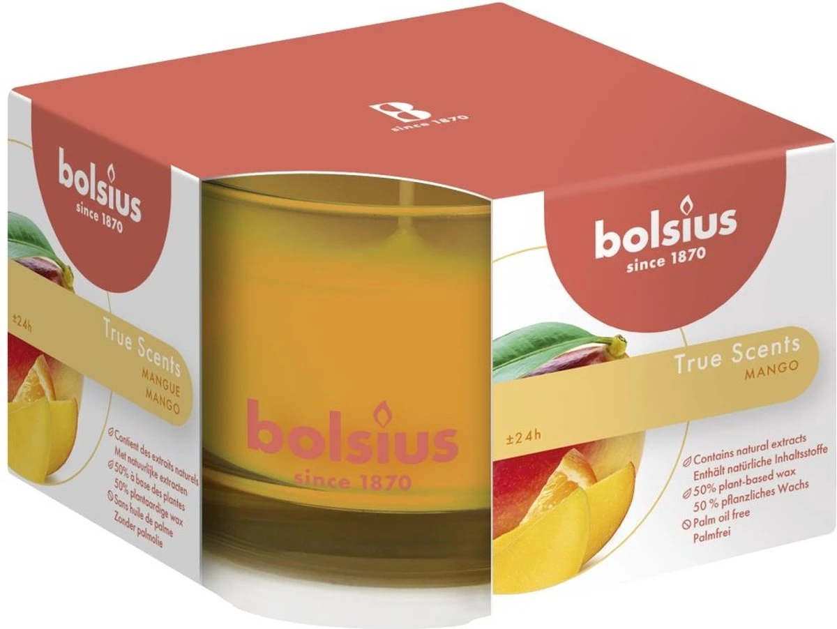 Bolsius Geurglas 63/90 True Scents Mango 1 Bolsius Geurglas 63/90 True Scents Mango