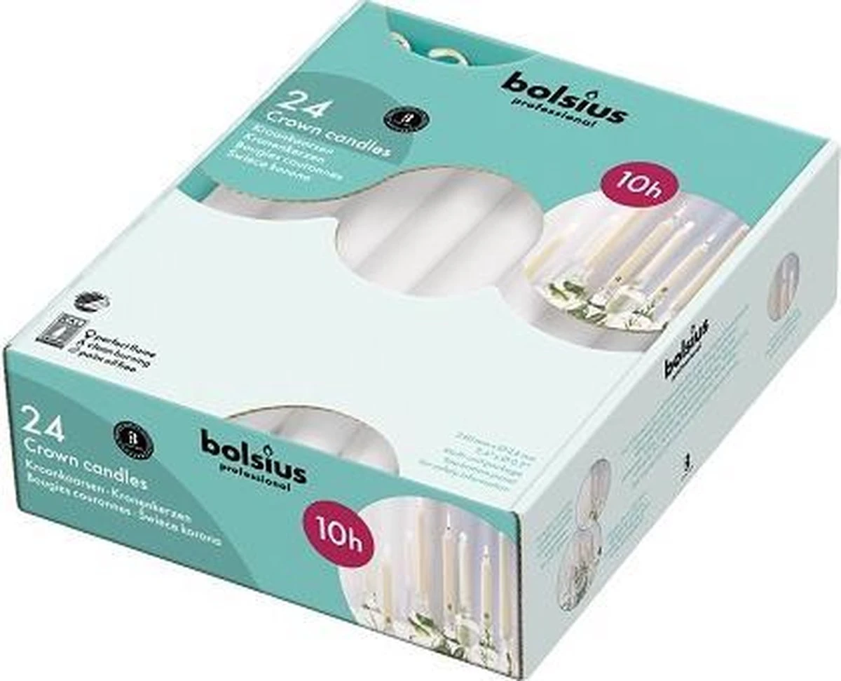 Bolsius - Kroonkaarsen - Wit - 24 Stuks 1 Bolsius - Kroonkaarsen - Wit - 24 Stuks