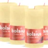 Bolsius - Rustieke Kaars - 4 Stuks - Licht Geel - 13cm - Paasdecoratie