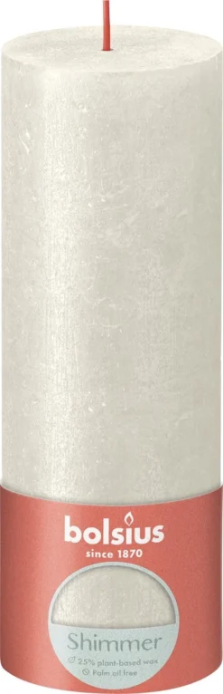 Bolsius - Rustieke Kaars Shimmer - 4 Stuks - Metallic - Ivoor - 19cm -Bolsius 387x1200 4