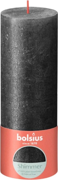 Bolsius Rustiek Stompkaars 190/68 Shimmer Anthracite