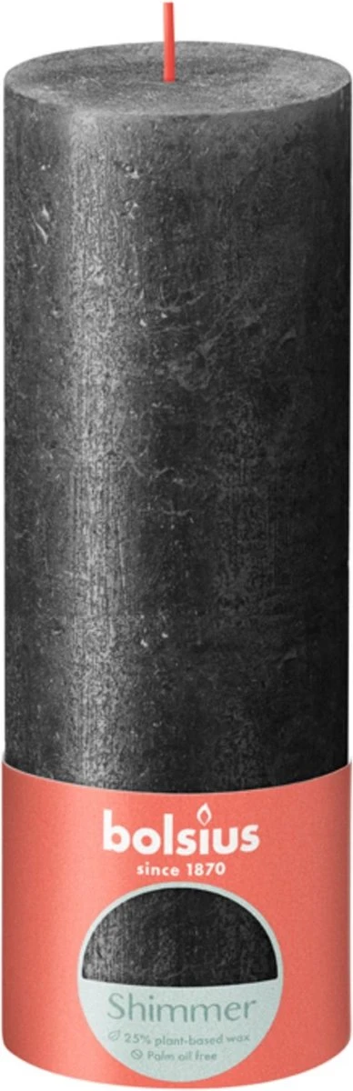 Bolsius Rustiek Stompkaars 190/68 Shimmer Anthracite 1 Bolsius Rustiek Stompkaars 190/68 Shimmer Anthracite
