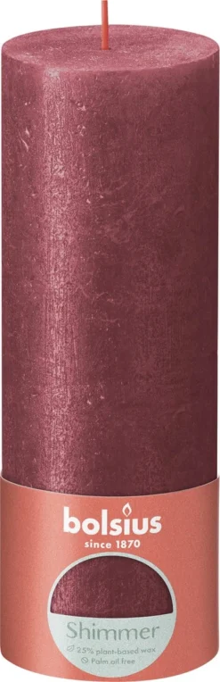 Bolsius - Rustieke Kaars Shimmer - 4 Stuks - Metallic - Rood – 19cm -Bolsius 388x1200