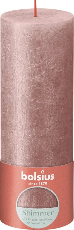 Bolsius - Rustieke Kaars Shimmer - 4 Stuks - Metallic - Roze - 19cm -Bolsius 388x1200 5