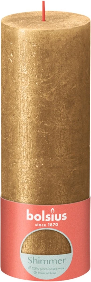 Bolsius Rustiek Stompkaars 190/68 Shimmer Gold 1 Bolsius Rustiek Stompkaars 190/68 Shimmer Gold