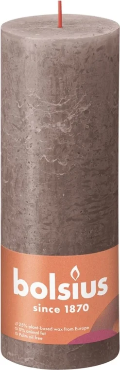 Bolsius Stompkaars Rustic Taupe Ø68 Mm - Hoogte 19 Cm - Taupe - 85 Branduren
