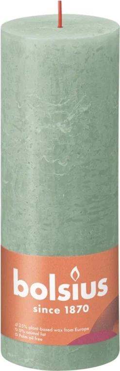 Bolsius Stompkaars Sage Green Ø68 Mm - Hoogte 19 Cm - Mintgroen - 85 Branduren