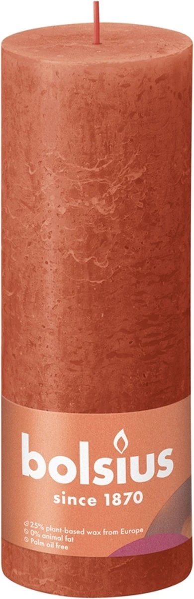 Bolsius Stompkaars Earthy Orange Ø68 Mm - Hoogte 19 Cm - Oranje - 85 Branduren 1 Bolsius Stompkaars Earthy Orange Ø68 Mm - Hoogte 19 Cm - Oranje - 85 Branduren